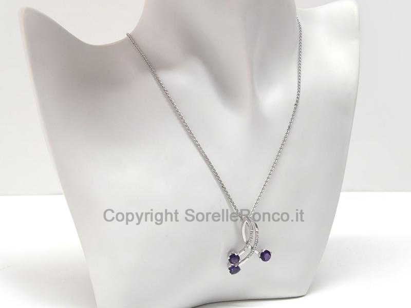 COLLANA ORO ZIRCONI BIANCHI VIOLA