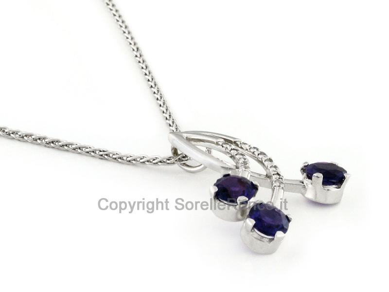 COLLANA ORO ZIRCONI BIANCHI VIOLA
