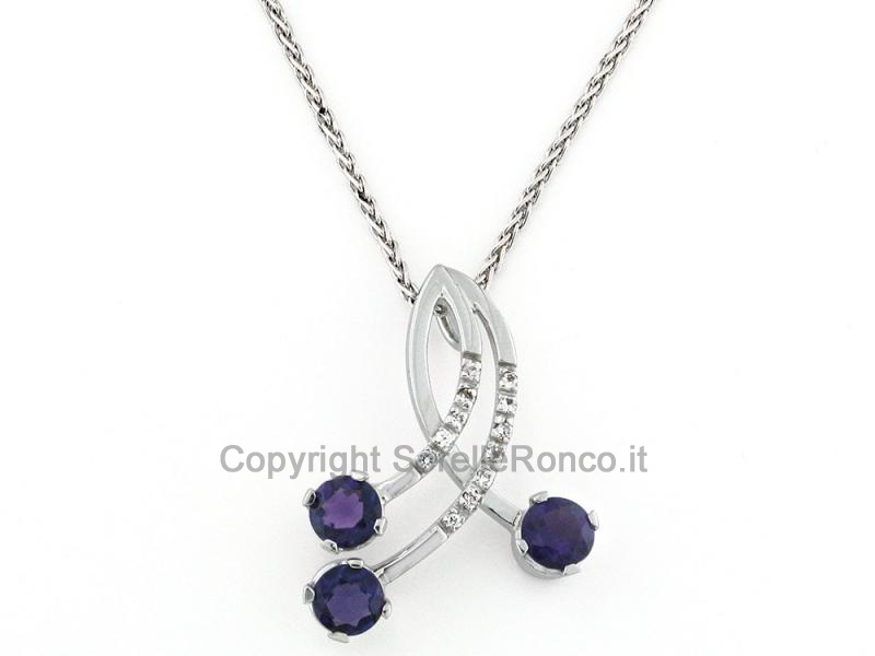 COLLANA ORO ZIRCONI BIANCHI VIOLA