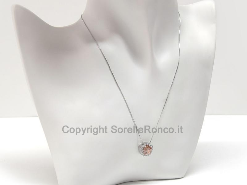 COLLANA ORO ZIRCONI BIANCHI MARRONE 