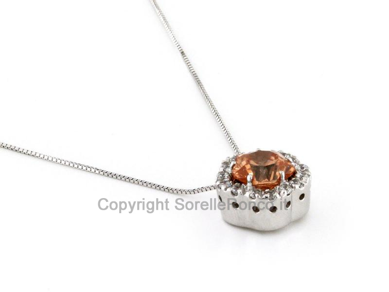 COLLANA ORO ZIRCONI BIANCHI MARRONE 