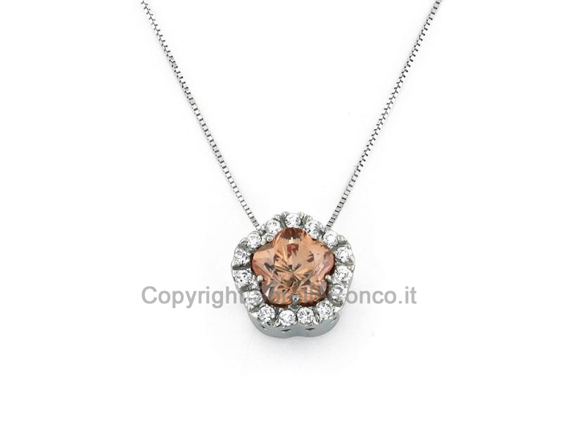 COLLANA ORO ZIRCONI BIANCHI MARRONE 