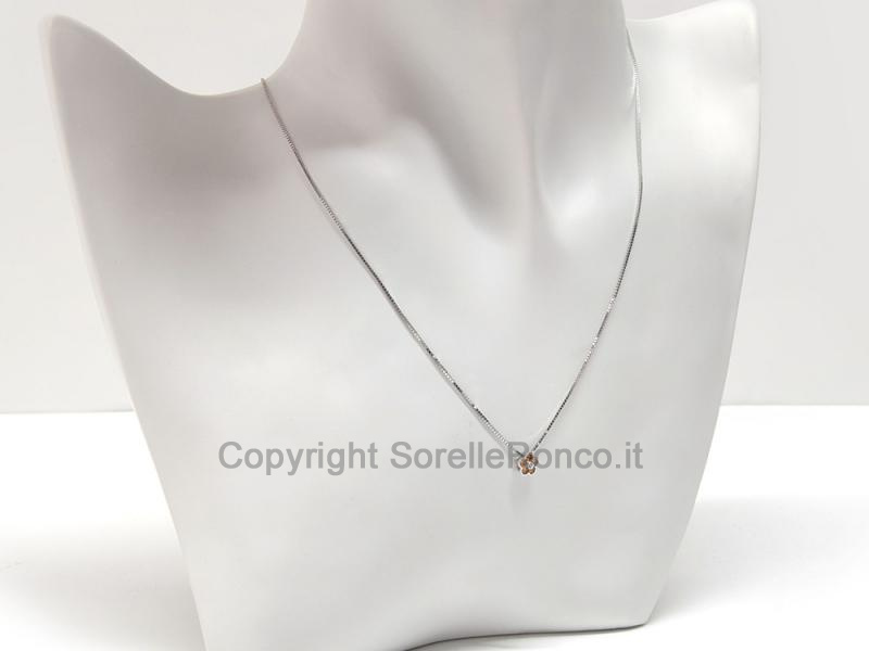 COLLANA FIORE ORO BIANCO ZIRCONI