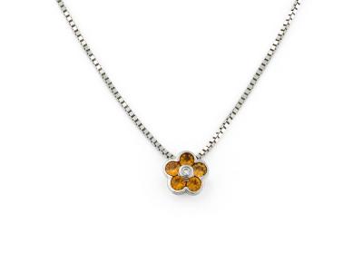 Collana Fiore Oro Bianco Zirconi