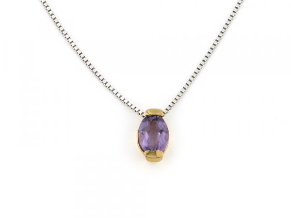 CF00040 - Collana Oro Bianco e Giallo con Ametista