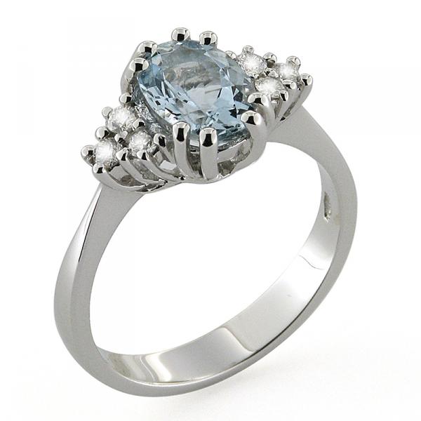 CF00047 - Anello con Acquamarina e Diamanti