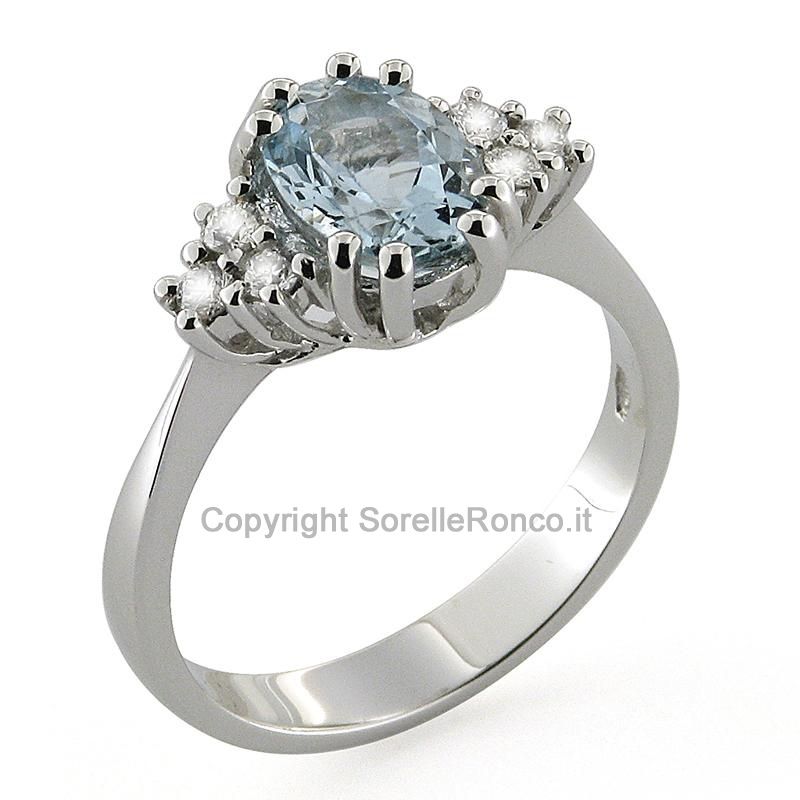 ANELLO CON ACQUAMARINA E DIAMANTI