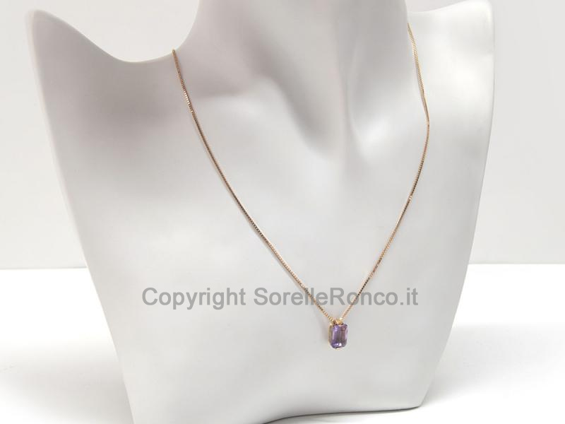 COLLANA ORO GIALLO CON AMETISTA VIOLA 