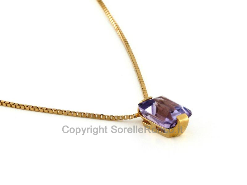 COLLANA ORO GIALLO CON AMETISTA VIOLA 