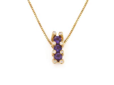 Girocollo in Oro Giallo 18Kt  Zirconi e Ametiste
