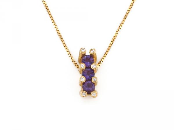 CF00051 - Girocollo in Oro Giallo 18Kt  Zirconi e Ametiste