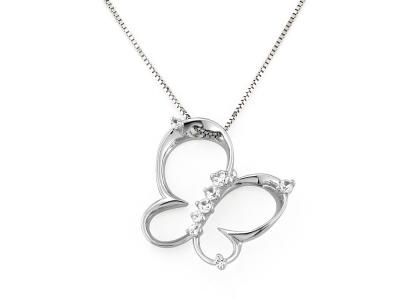 Collana Farfalla Oro Bianco Zirconi