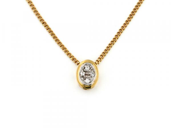 CF00069 - Collana Pendente Ovale Oro Bicolor e Diamanti