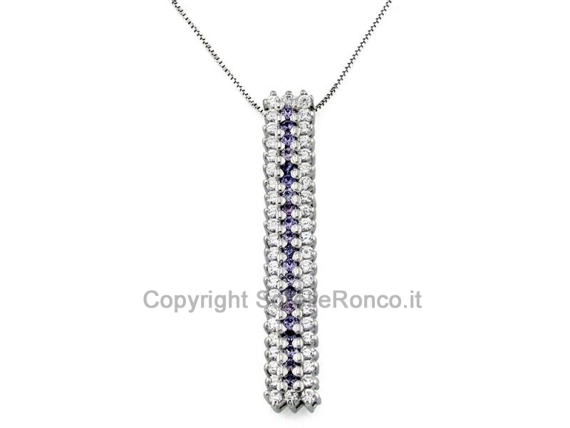 COLLANA PENDENTE ZIRCONI BIANCHI VIOLA