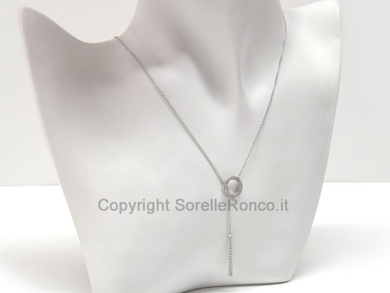 COLLANA LARIAT ORO BIANCO ZIRCONI 