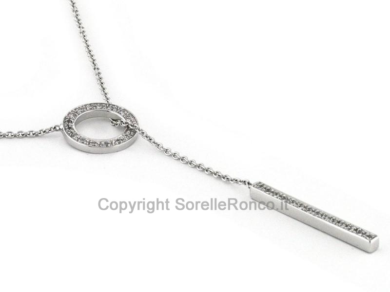 COLLANA LARIAT ORO BIANCO ZIRCONI 