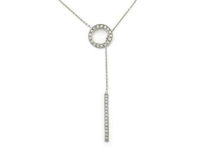 Collana Lariat Oro Bianco Zirconi 