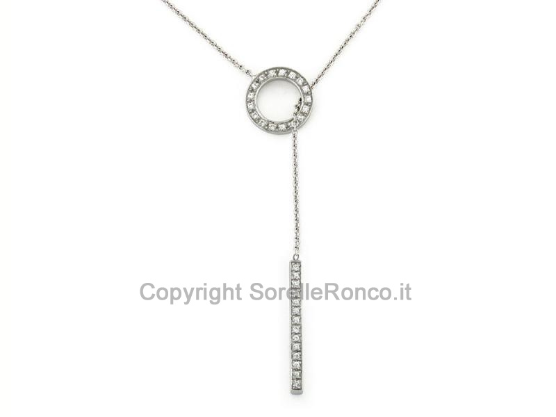 COLLANA LARIAT ORO BIANCO ZIRCONI 