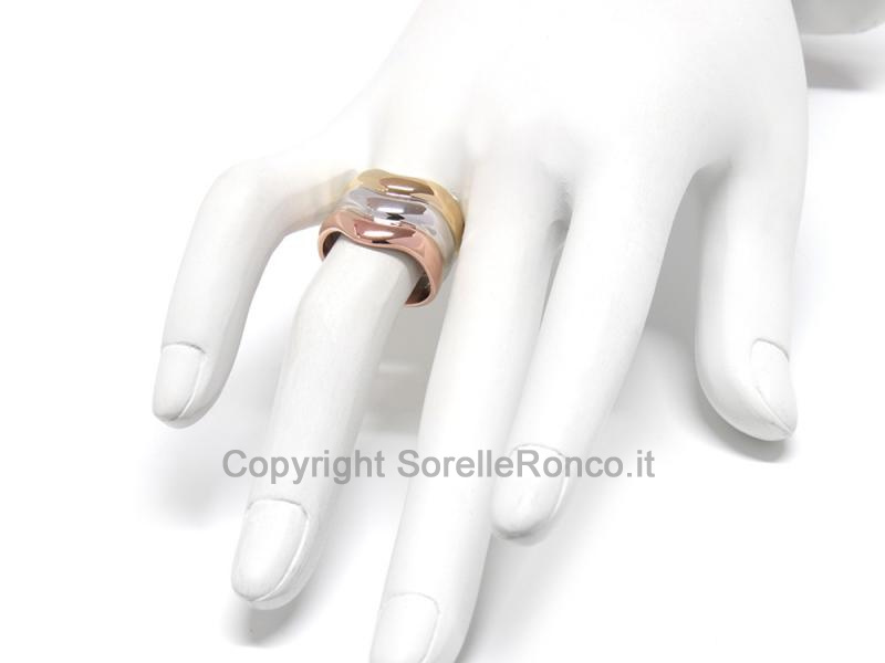 ANELLO TRINITY 3 ORI AD ANELLI FISSI 18KT