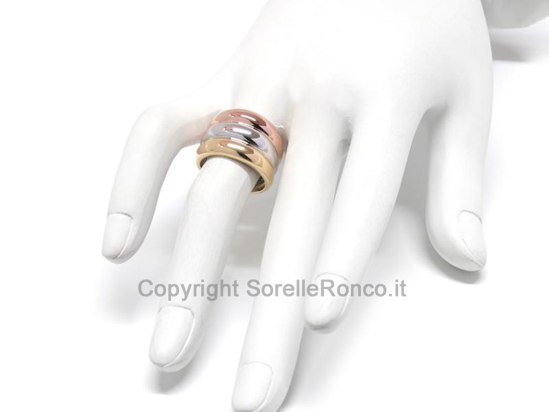 ANELLO TRINITY 3 ORI AD ANELLI FISSI 18KT