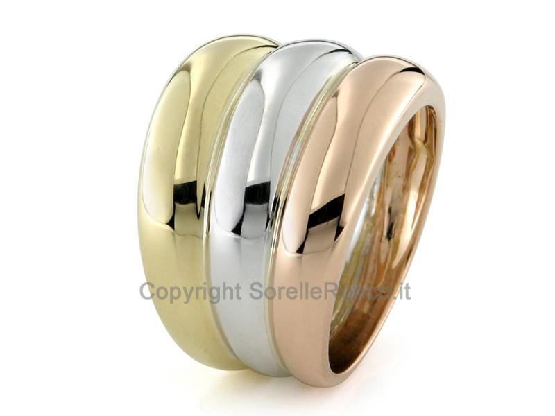 ANELLO TRINITY 3 ORI AD ANELLI FISSI 18KT