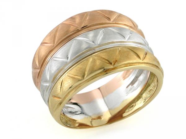 CF00095 - Anello Trinity 3 Ori Sabbiato ad Anelli Fissi 18kt