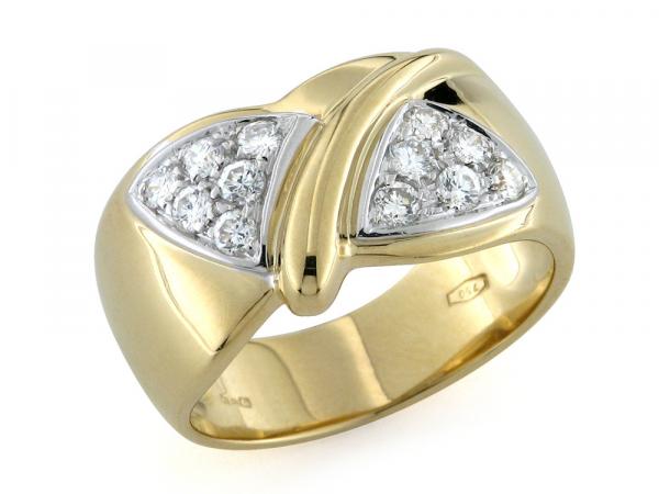 CF00109 - Anello Design Oro Giallo e Bianco Brillanti Pavé