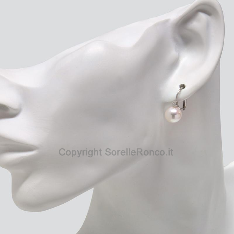 ORECCHINI ORO DIAMANTI E PERLE AKOYA Ø 8.5-9 MM