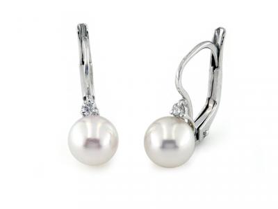 Orecchini Diamanti e Perle ø 7-7.5mm