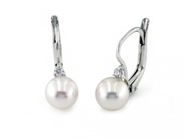 CF00148 - Orecchini Diamanti e Perle ø 7-7.5mm
