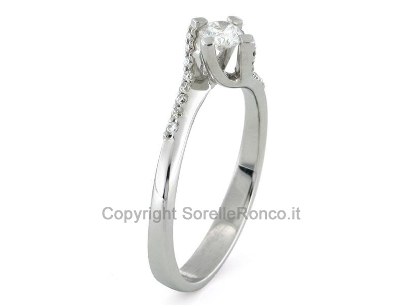 ANELLO SOLITARIO ORO BIANCO DIAMANTE 0.23 CT