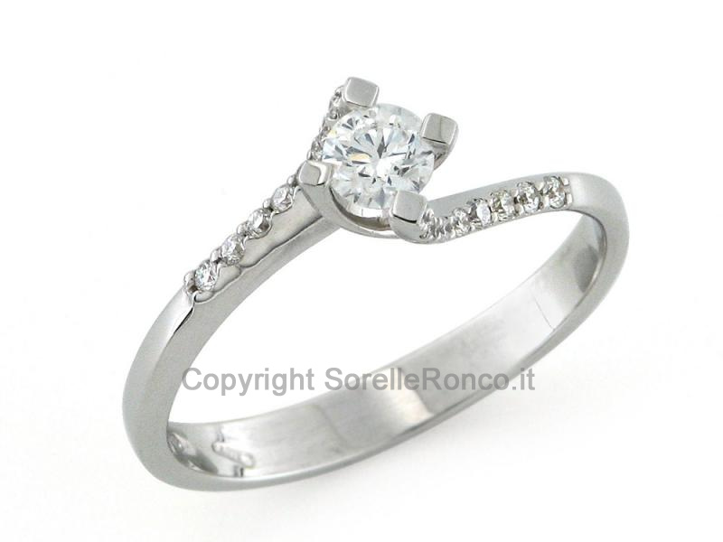 ANELLO SOLITARIO ORO BIANCO DIAMANTE 0.23 CT