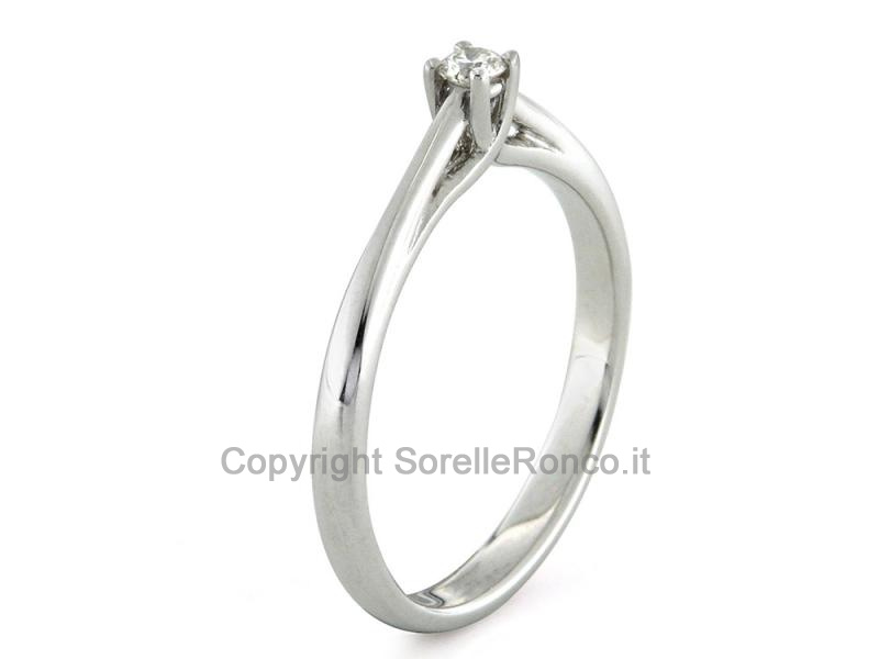 ANELLO SOLITARIO ORO BIANCO  DIAMANTE  0.07 CT