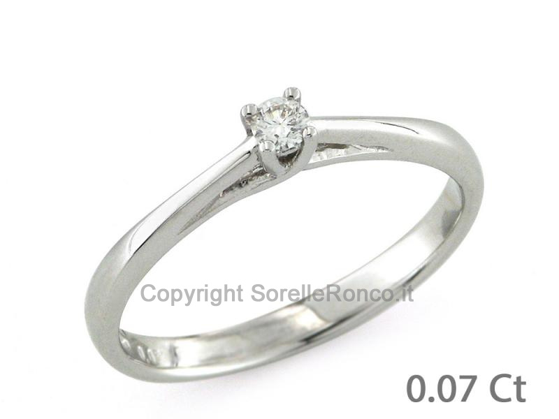 ANELLO SOLITARIO ORO BIANCO  DIAMANTE  0.07 CT