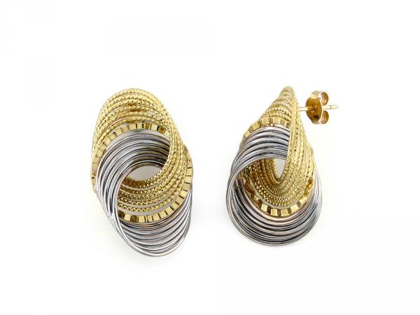 CF00194 - Orecchini Design In Oro Bicolor