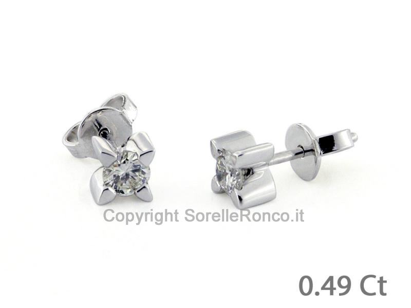 ORECCHINI PUNTOLUCE ORO BIANCO CT. 0.49
