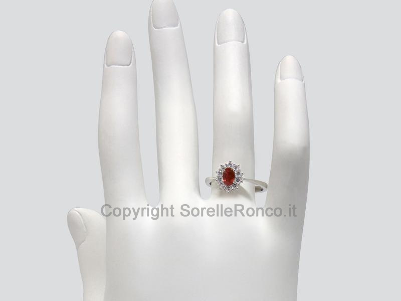 ANELLO ORO DIAMANTI E RUBINO 0.52-0.58CT