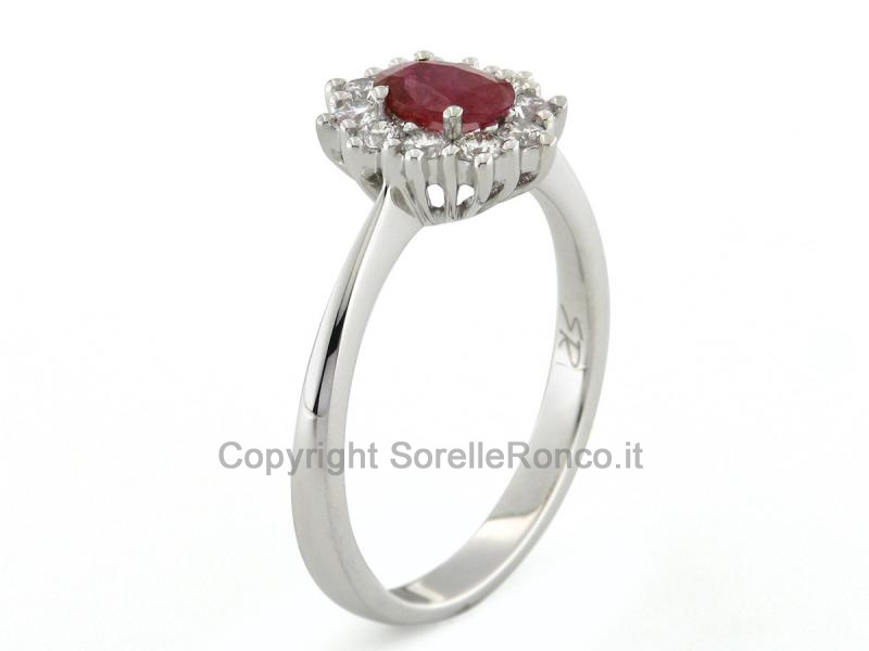 ANELLO ORO DIAMANTI E RUBINO 0.52-0.58CT