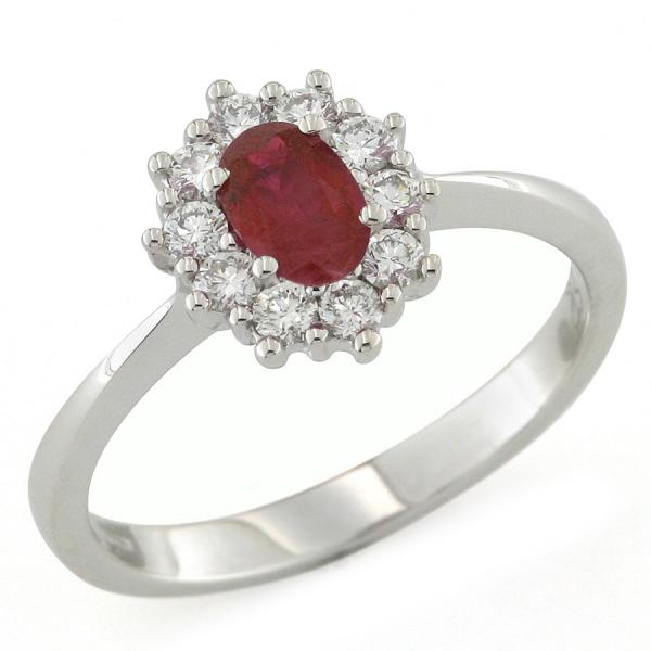 CF00277 - Anello Oro Diamanti e Rubino 0.52-0.58Ct