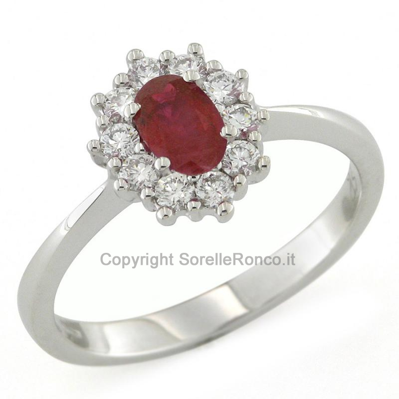 ANELLO ORO DIAMANTI E RUBINO 0.52-0.58CT