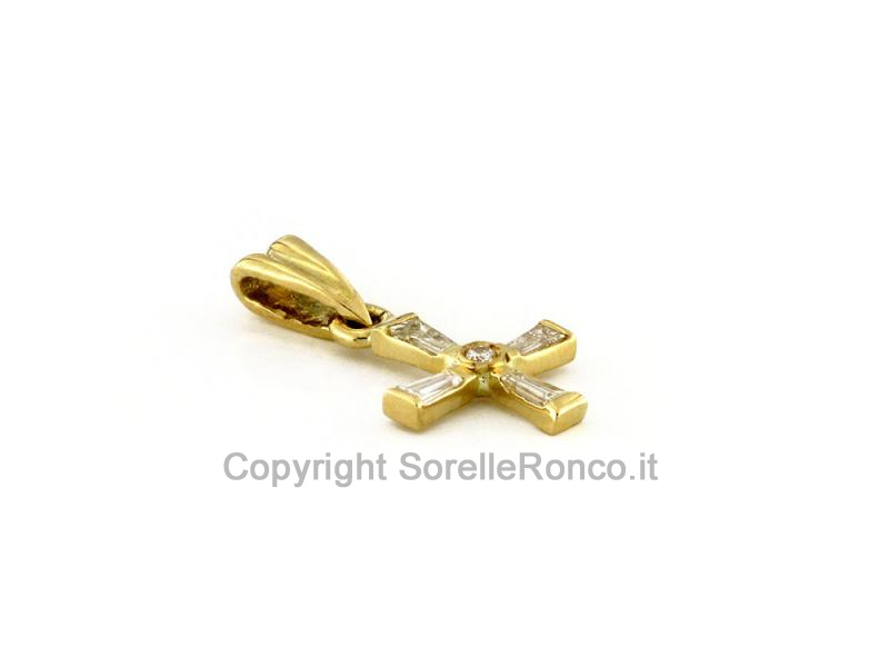 PENDENTE CROCE IN ORO GIALLO E DIAMANTI