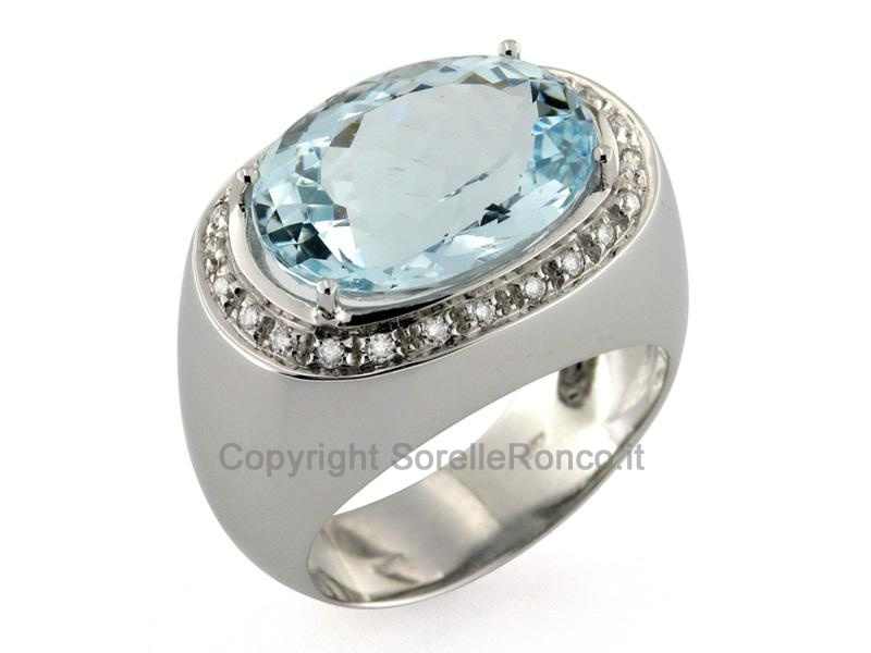 ANELLO RE CARLO ACQUAMARINA E DIAMANTI