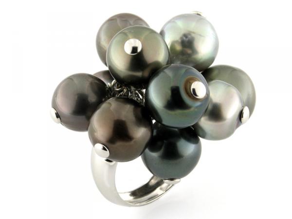 CF00355 - Anello in Oro con Perle Scure