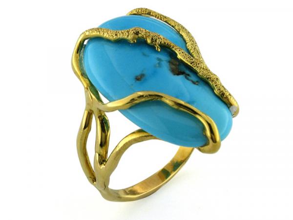 CF00370 - Anello Oro con Pietra Turchese 