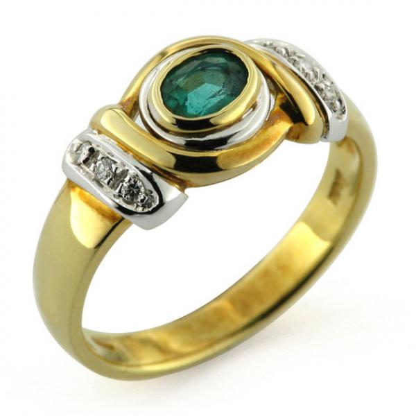 CF00380 - Anello Smeraldo in Oro con Diamanti 
