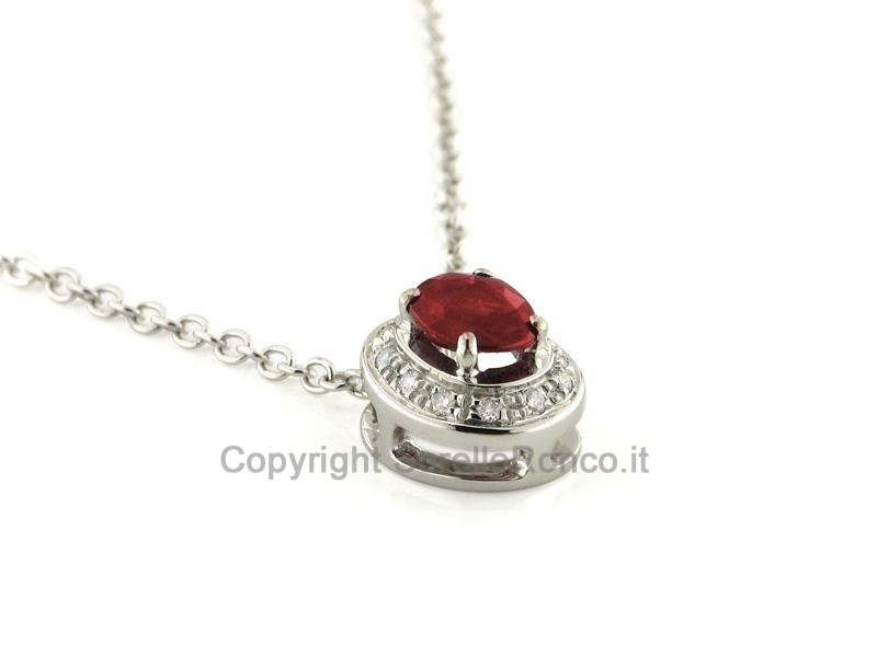 COLLANA CON RUBINO NATURALE E DIAMANTI