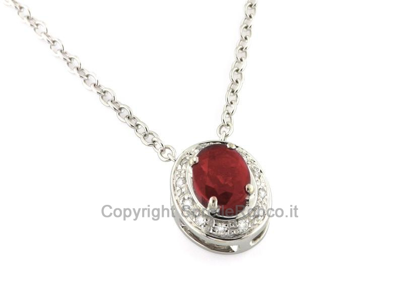COLLANA CON RUBINO NATURALE E DIAMANTI