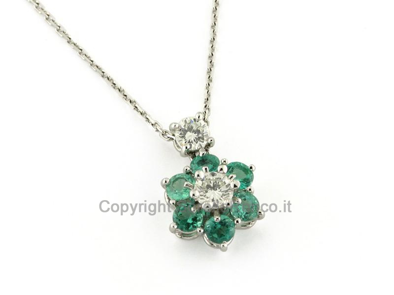 COLLANA SMERALDI CON DIAMANTI BRILLANTI