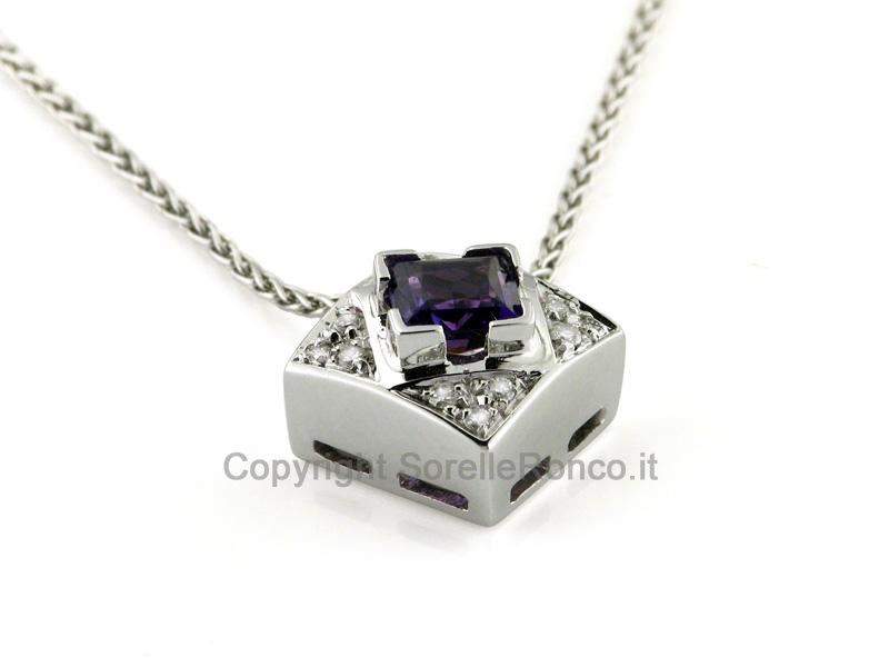 COLLANA CON AMETISTA E DIAMANTI