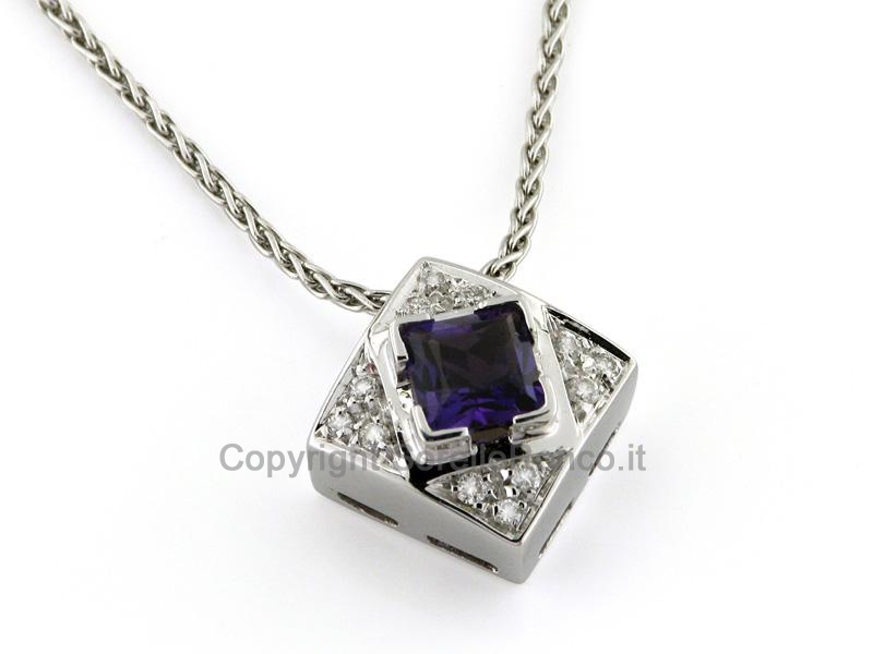 COLLANA CON AMETISTA E DIAMANTI
